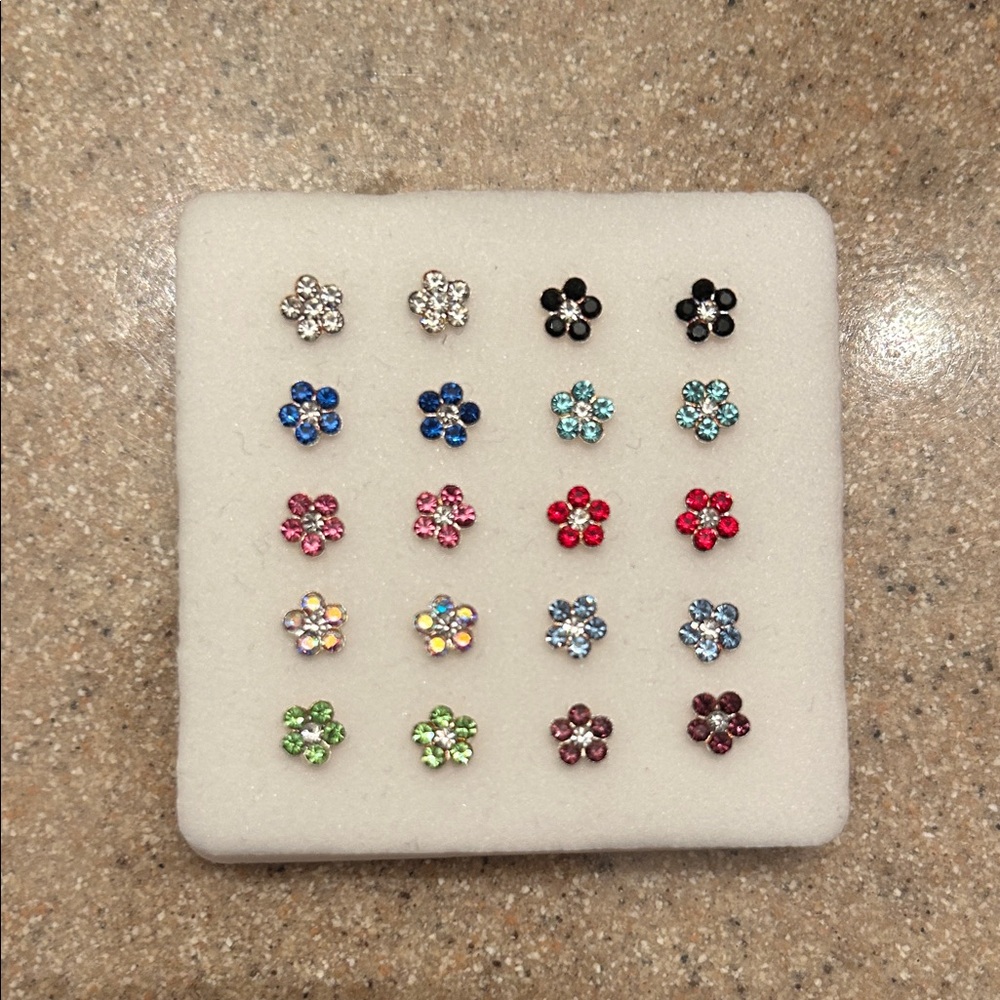 Elegant Multicolor Flower nose stud nose bone nose ring Set of 20